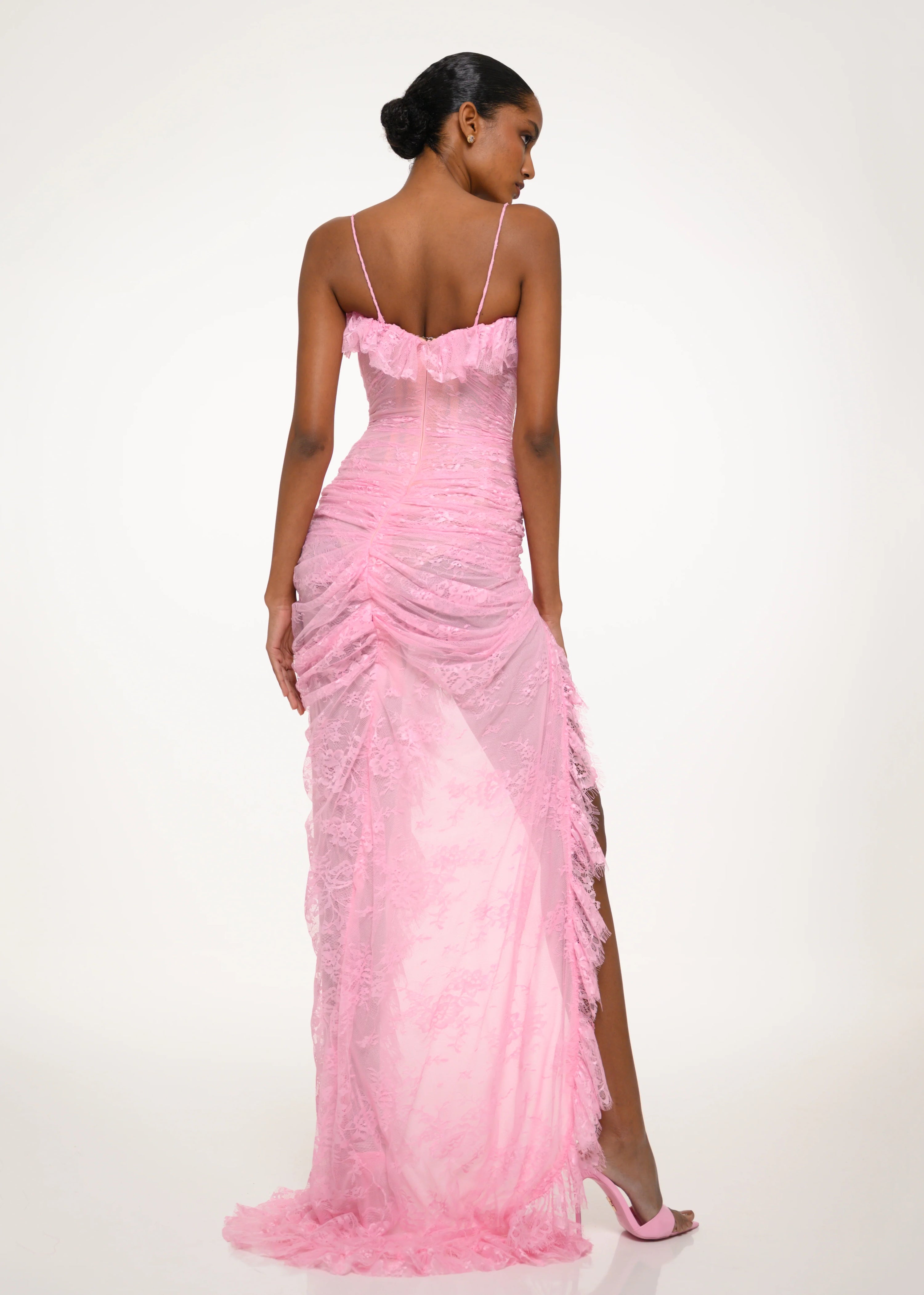 Rose Lace Slit Dress