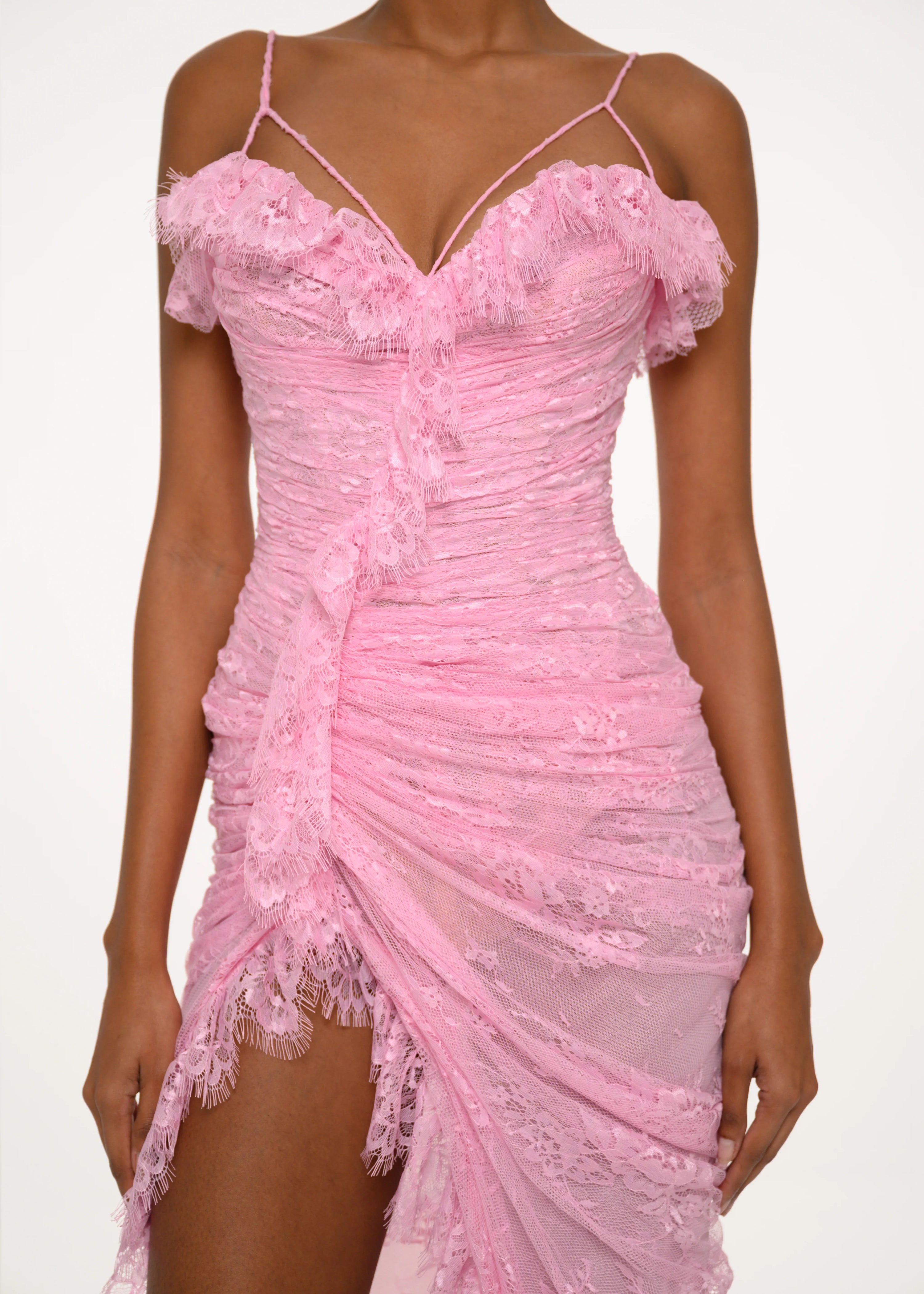 Rose Lace Slit Dress