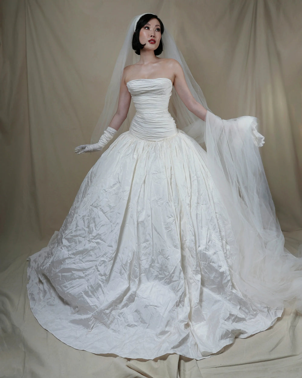 Ethereal Reverie Dress | Strapless Ivory Silk Ball Gown