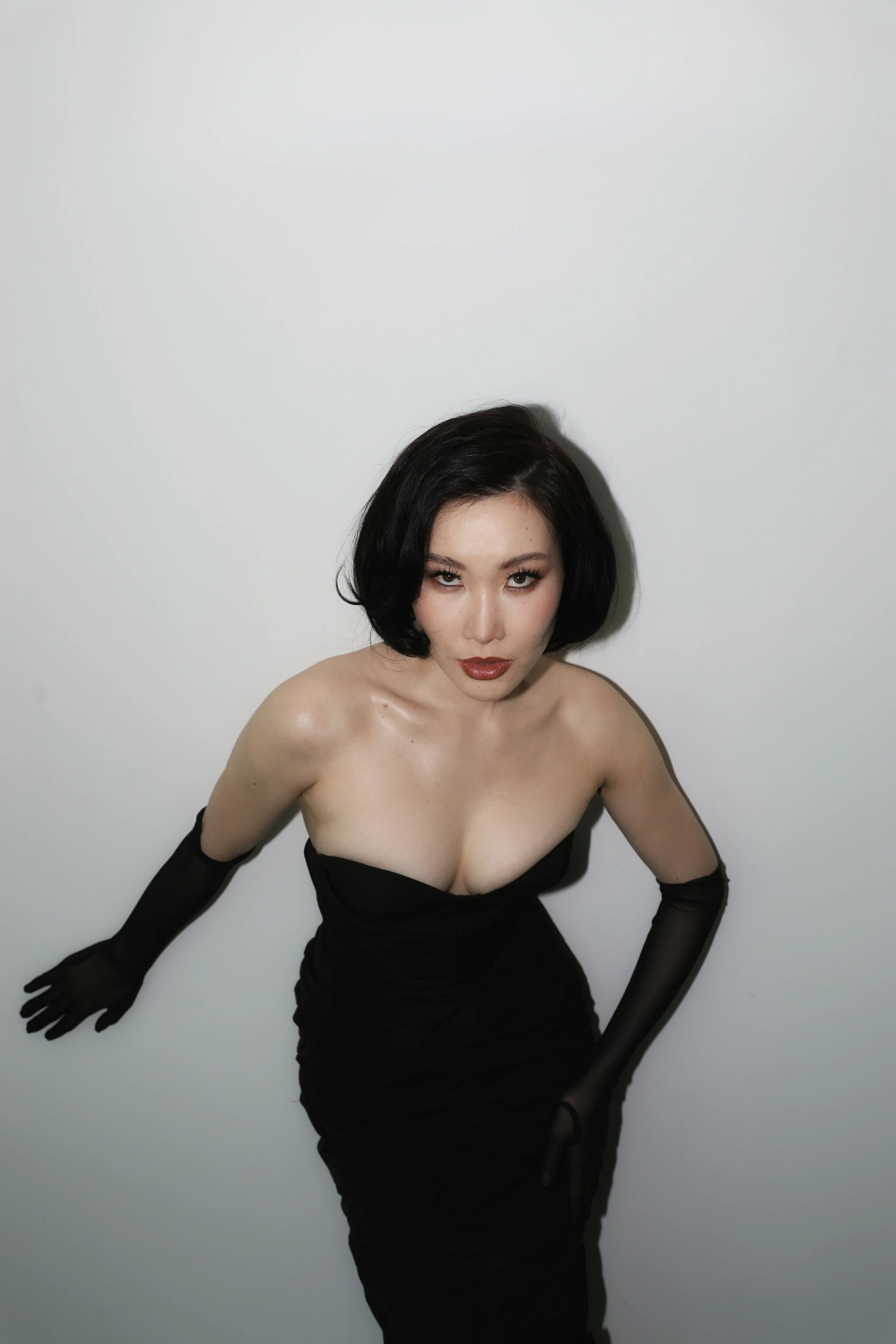 Noir Siren Dress – Black Satin Sweetheart Maxi Gown