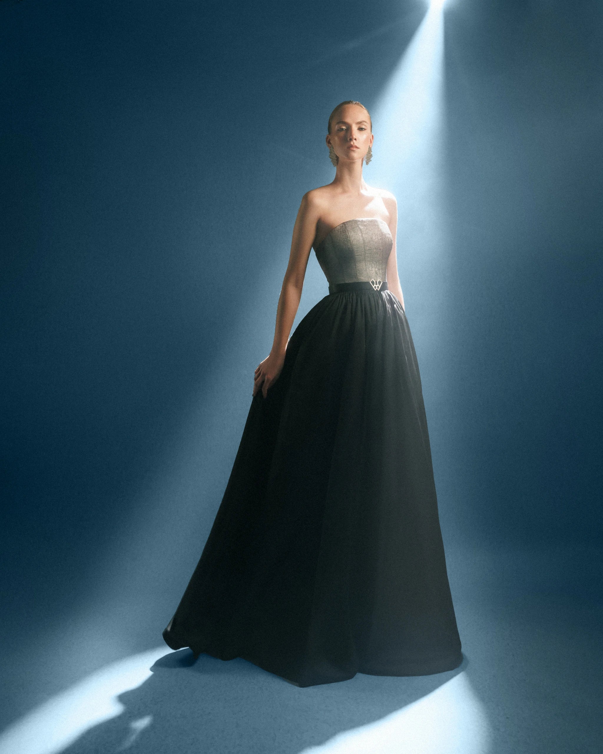 Midnight Sovereign Dress – Luxury Silver Corset & Black Ball Gown