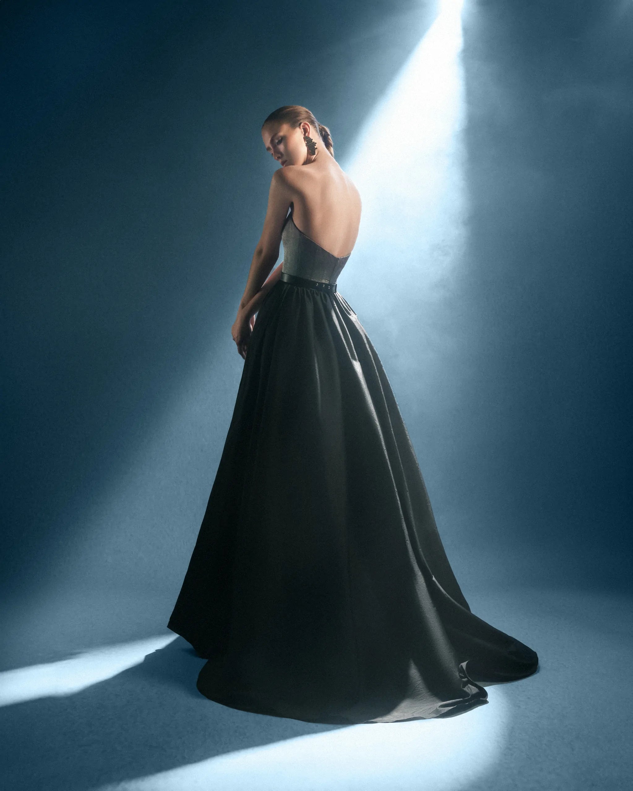 Midnight Sovereign Dress – Luxury Silver Corset & Black Ball Gown