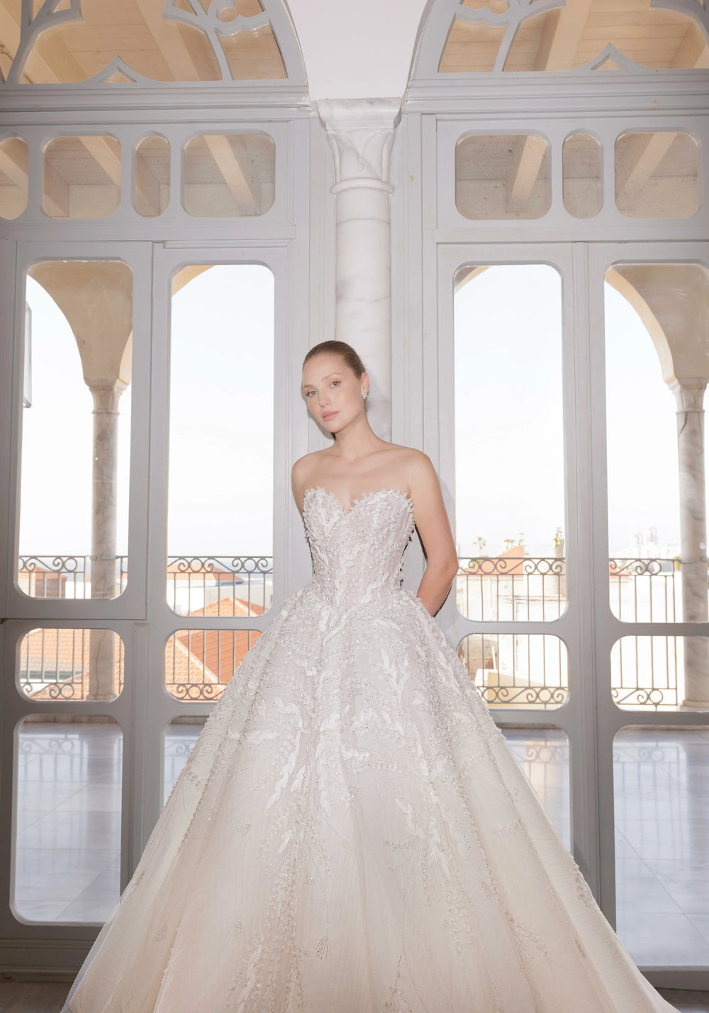 Luminous Grace Dress – Luxury Ivory Beaded Sweetheart Ball Gown