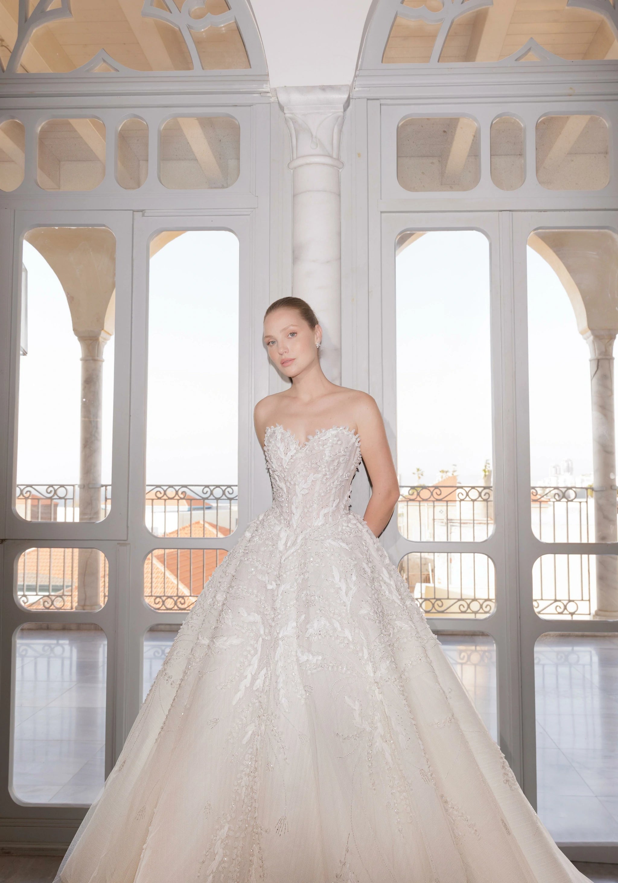 Luminous Grace Dress – Luxury Ivory Beaded Sweetheart Ball Gown